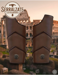 Grevas de legionário romano em couro marrom 2