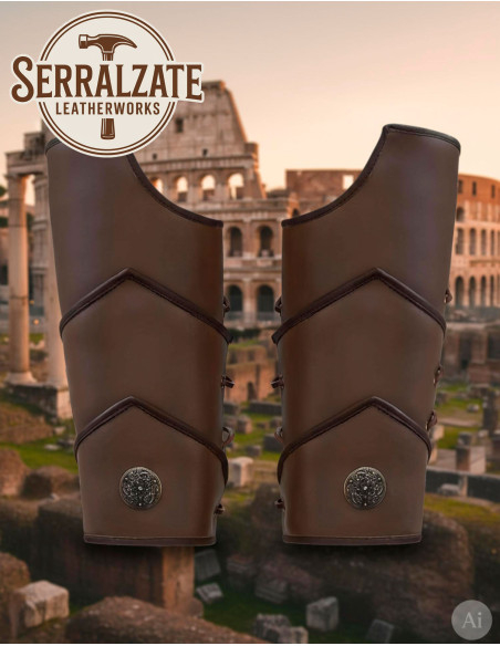 Grevas de legionário romano em couro...