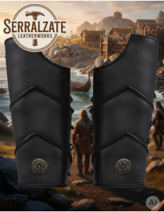 Grevas legionário romano em couro preto 2