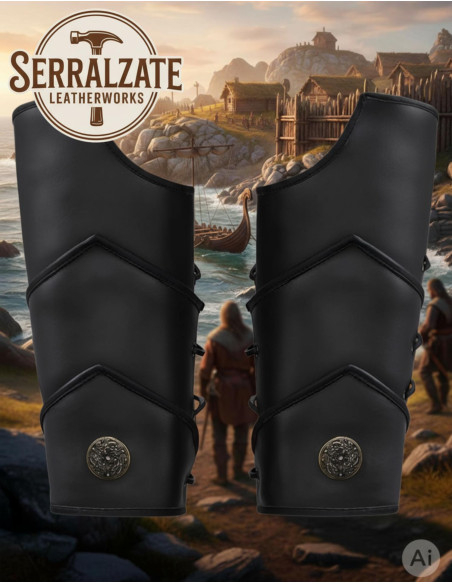 Grevas legionário romano em couro preto