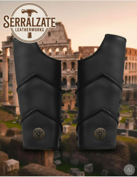 Grevas legionário romano em couro preto