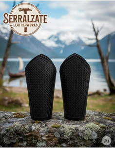 Grevas vikings escamas em couro preto