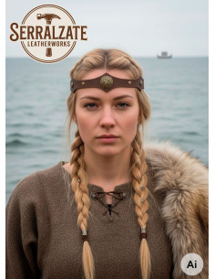 Tiara vikinga nós celtas ondas serenas em marrom