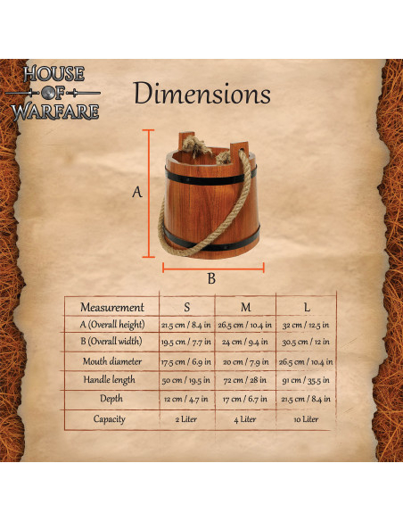 Cubo de água rústico de madeira,...