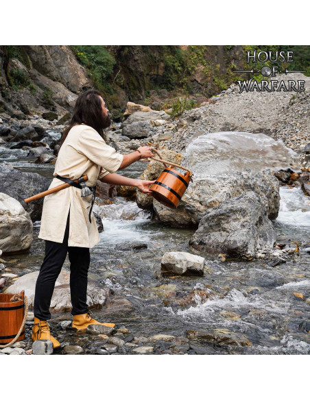 Cubo de água rústico de madeira,...