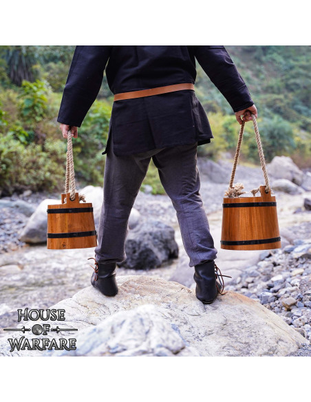 Cubo de água rústico de madeira,...