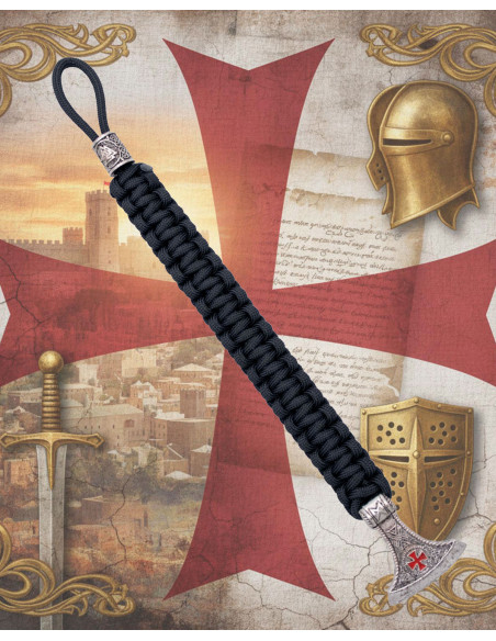 Pulseira preta de paracord com fecho...