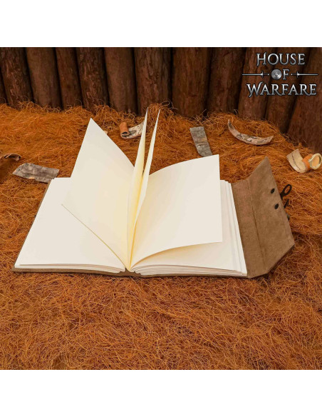 Diário medieval com capa de couro...