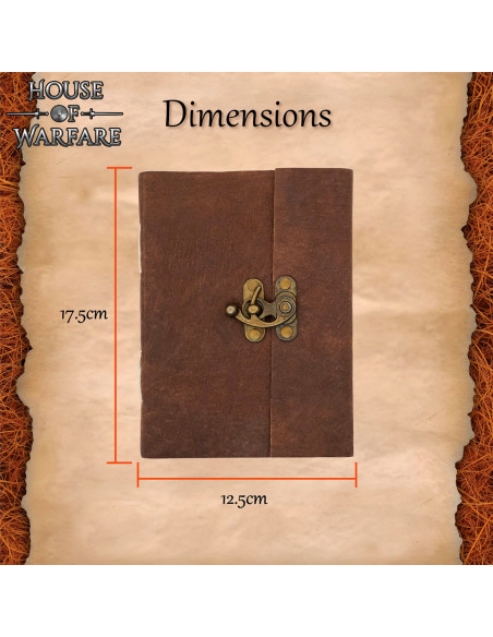 Diário medieval com capa de couro...