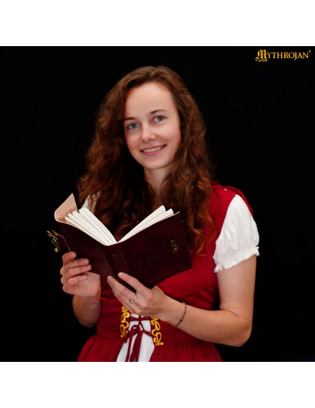 Diário medieval capa de couro marrom...