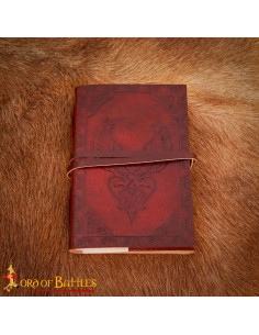 Diário medieval capa de couro com design Coração Alado celta