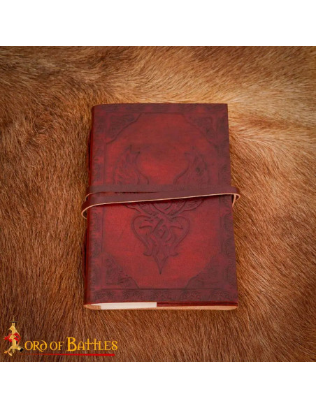 Diário medieval capa de couro com...