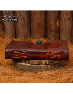 Diário medieval capa de couro repuxado com design de... 2
