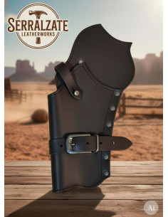 Funda de cartucheira para revólveres do oeste, preta