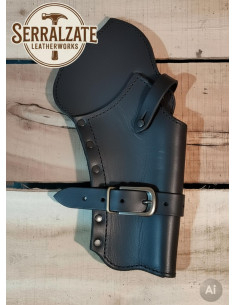 Funda de cartucheira para revólveres do oeste, preta 2