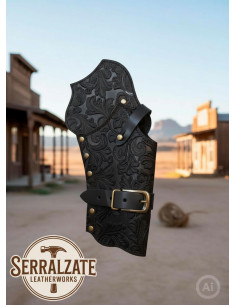 Funda de estojo Deluxe para revólveres do oeste, preta