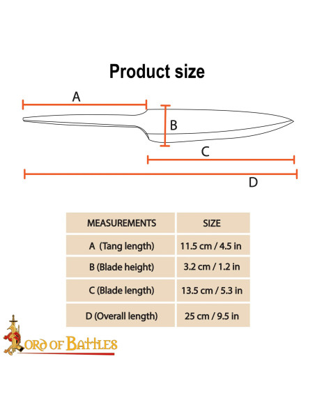 Faca medieval, espiga completa, sem...
