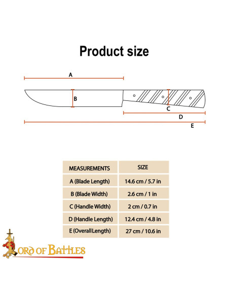 Faca medieval de cozinha com cabo em...