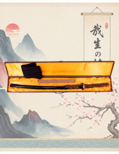 Katana funcional lâmina de aço carbono banhada a titânio 2