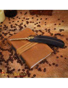 Diário medieval capa de couro design personagem fantasia