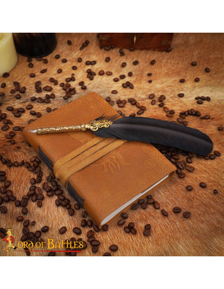 Diário medieval capa de couro design...