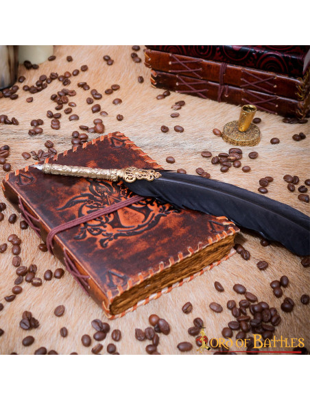 Diário medieval capa de couro design...