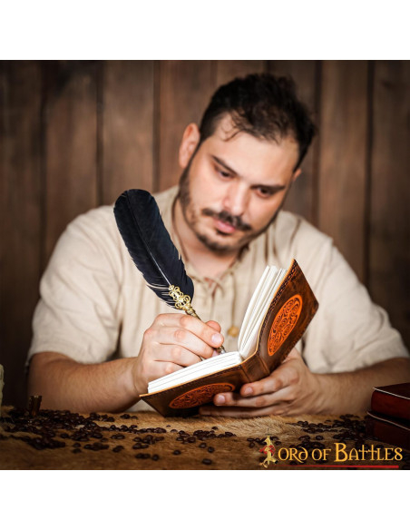 Diário medieval capa de couro design...