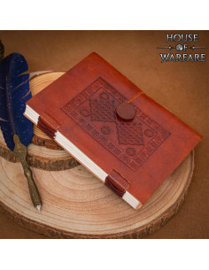 Diário medieval capa de couro com design em relevo