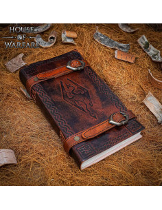 Diário medieval capa de couro fecho de correias design...