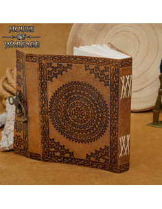 Diário medieval capa de couro com design floral em relevo