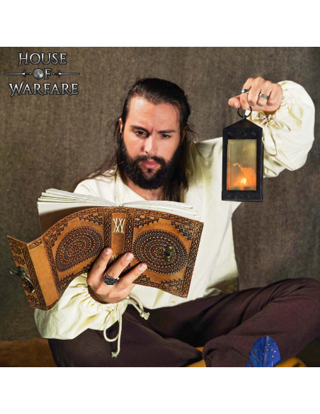 Diário medieval capa de couro com...