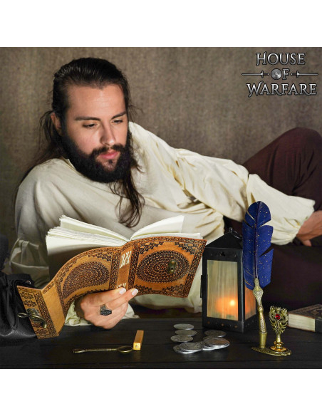 Diário medieval capa de couro com...