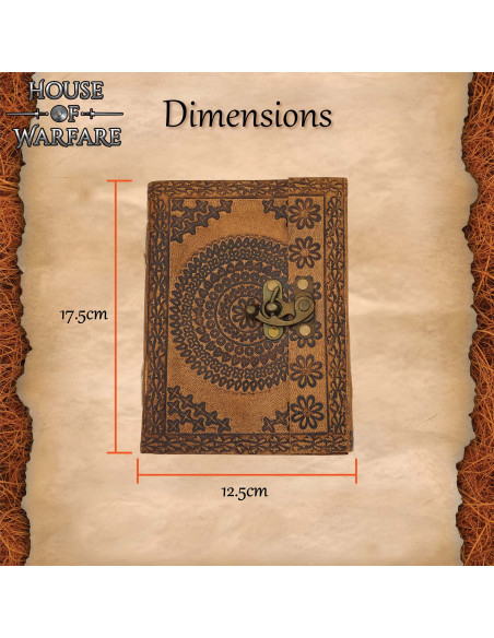 Diário medieval capa de couro com...