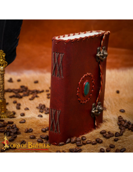 Diário medieval capa de couro com...