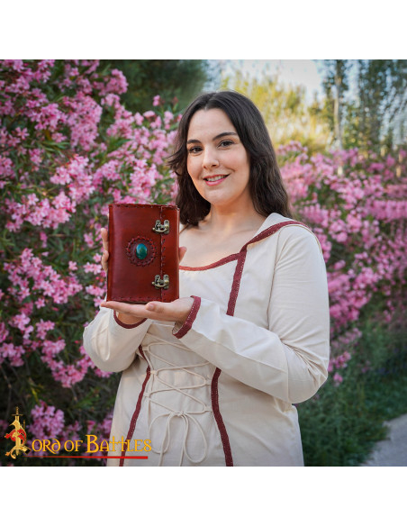 Diário medieval capa de couro com...