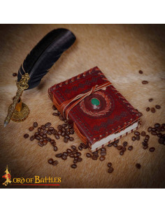 Diário medieval capa de couro pedra incrustada 2