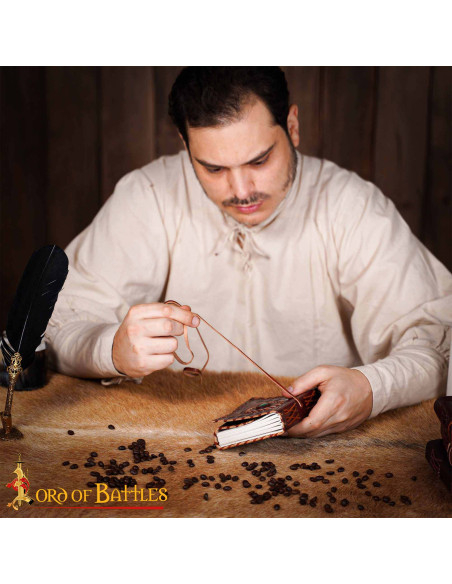 Diário medieval capa de couro pedra...