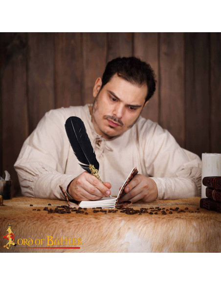 Diário medieval capa de couro pedra...