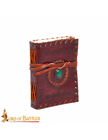 Diário medieval capa de couro pedra...