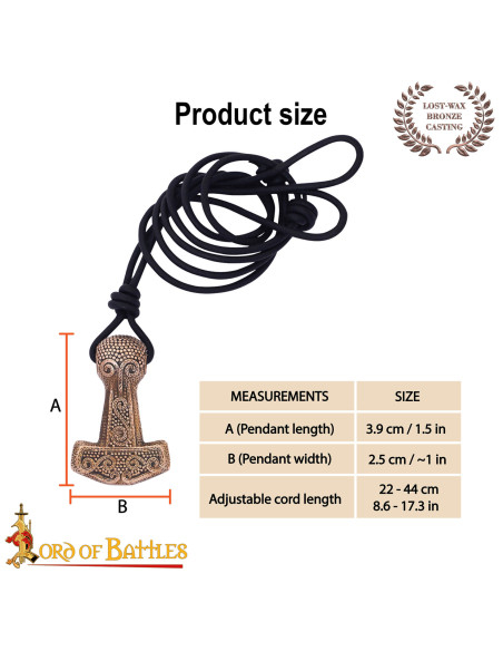 Pingente viking Mjölnir em bronze...
