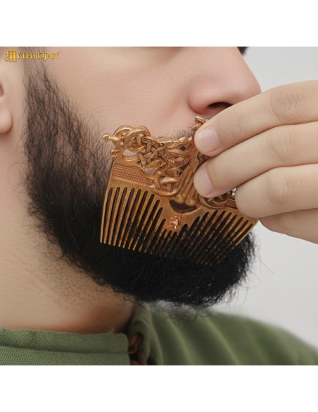 Pente viking em bronze com capa de...