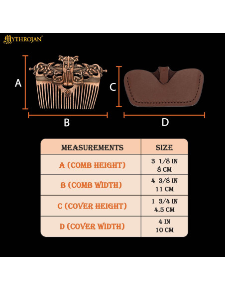 Pente viking em bronze com capa de...