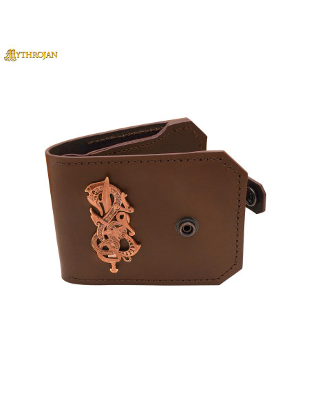 Carteira de couro com decoração em...