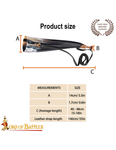 Chifre medieval autêntico com bocal...