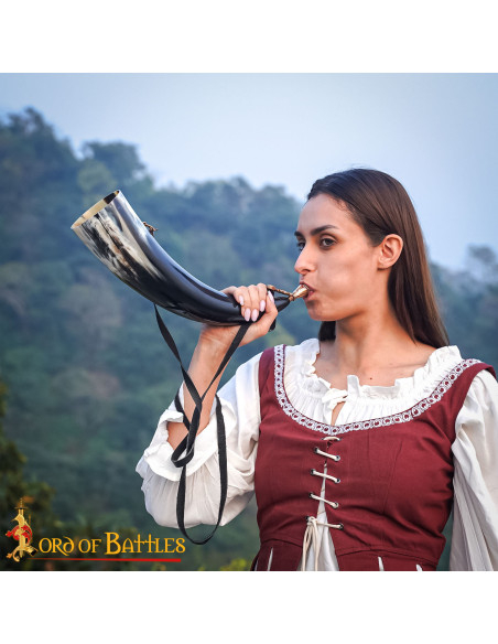 Chifre medieval autêntico com bocal...