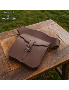 Bolsa tiracolo de couro marrom finais Idade Média