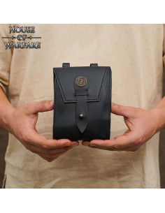 Bolsa medieval para cintos botão de latão, cor preta
