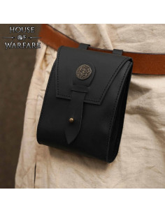Bolsa medieval para cintos botão de latão, cor preta 2