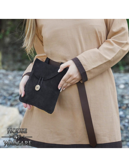 Bolsa medieval em couro de camurça...