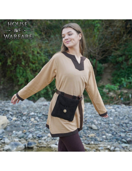 Bolsa medieval em couro de camurça...